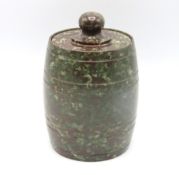 A Cornish serpentine tobacco jar, 165mm tall