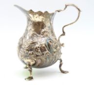 A 1757 George II London silver cream jug by John M