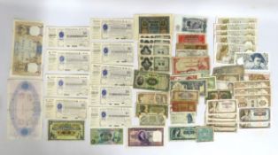 A selection of various bank notes including French