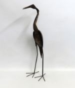 A garden crane bird figure with copper finish, 100