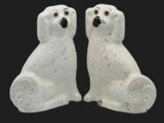 A pair of 19thC. Stafford pottery dogs with glass