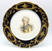 A 19thC. French porcelain cabinet plate with hand