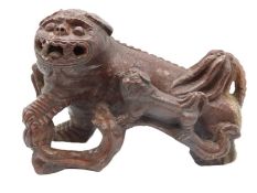 A substantial, 19thC. Qing Dynasty carved soapston