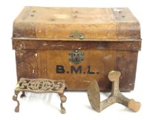 A steel trunk, 610mm x 380mm high x 385mm deep, cl