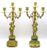 A pair of 19thC. ormolu candelabra with putti supp