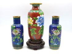 A c.1920 Japanese cloisonne vase with floral decor