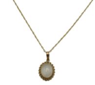 A 9ct gold chain with 9ct gold mounted moonstone p