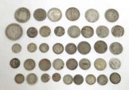 A selection of various white metal & silver coinag
