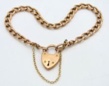 An antique 9ct rose gold bracelet with lock, 180mm