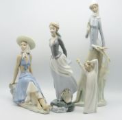 Two Lladro porcelain figurines & two Nao including