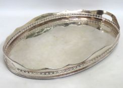 An antique silver on copper gallery drinks tray, 6