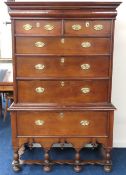 A 17thC. William & Mary oak chest on chest with br