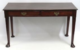 A varnished mahogany George III table top with two