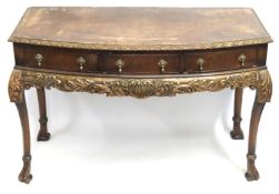 A 19thC. bow fronted French three drawer side tabl