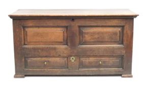 An 18thC. oak mule chest with long drawer to base,