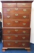 An 18thC. George III oak chest on chest with brass