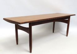 A mid century Danish teak coffee table, two scratc