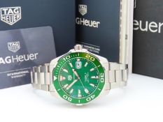 An as new, unworn gents TAG Heuer Aquaracer Calibre 5 green dial automatic wristwatch, case diameter