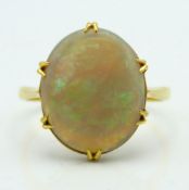 An 18ct gold ring set with opal, stone 17mm x 13mm, 3.2g, size P