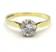 An 18ct gold diamond solitaire ring with Tiffany style mount set with approx. 1ct diamond, estimated