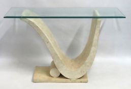 A mactan stone style postmodern console table, 120