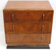 An art deco period stained satin birch wood chest