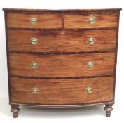 A Victorian bow fronted mahogany chest of drawers,