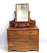 An Edwardian satinwood two piece dressing table wi