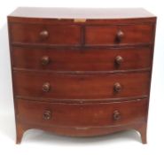 A 19thC. mahogany bow fronted chest of drawers, sm