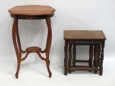 An Edwardian satinwood lamp table, 740mm tall, spl