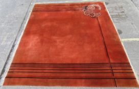 A heavy 1930/40s art deco hessian backed wool rug,