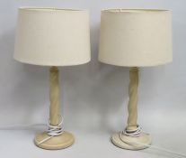 A pair of modern lamps with linen shades, 525mm hi