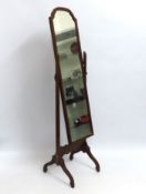 A mahogany cheval mirror, a/f, 1628mm high