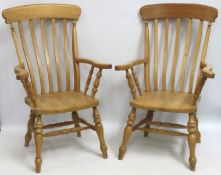 A pair of beech farmhouse Windsor style chairs