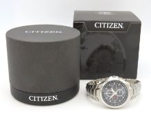 A boxed Citizen eco-drive gents wristwatch, runs, case diameter 42mm