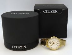 A boxed Citizen eco-drive gents wristwatch, runs, case diameter 37mm
