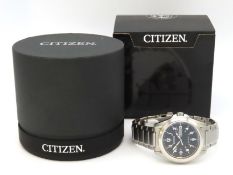 A boxed Citizen eco-drive gents wristwatch, runs, case diameter 44mm