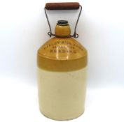 A small stoneware flagon printed to shoulder 