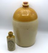 A large stoneware flagon impressed mark reads 