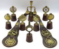 A selection of horse brasses including mounted hea