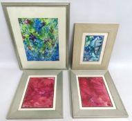 Nicky Carole (Cornwall), four framed encaustic wax pictures, largest image size 352mm x 278mm