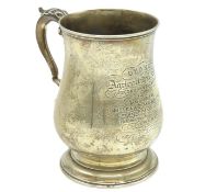 An 1888 Birmingham silver tankard, rubbed maker ma