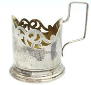 An antique Russian 0.875 silver glass holder with