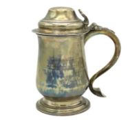 A 1774 George III London silver tankard by Walter Tweedie, dent to base rim, bend to thumb piece, in