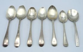 A selection of silver teaspoons including four Geo