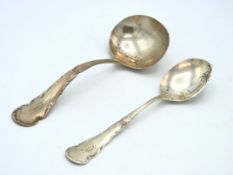 A late 19thC. Canadian Frederick W. Spangenberg silver ladle twinned with matching marmalade spoon,