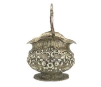 A continental silver sugar basket with floral & sc