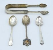 A pair of early 19thC. Edinburgh silver tongs by R