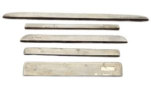 Five hallmarked silver comb tops dating from 1928-