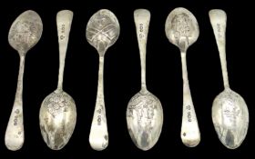 A 1959 set of six Sheffield silver teaspoons with